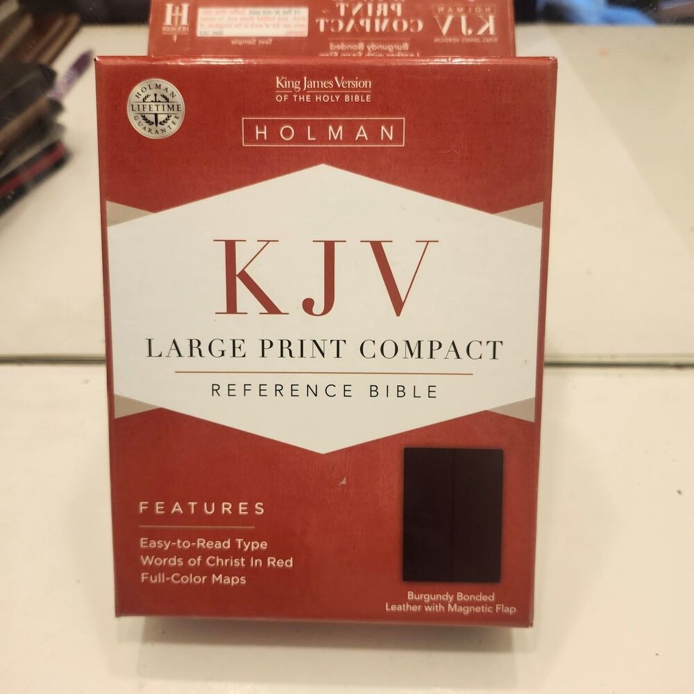KJV Large Print Compact Reference Bible Holman Burgundy Bonded Leather